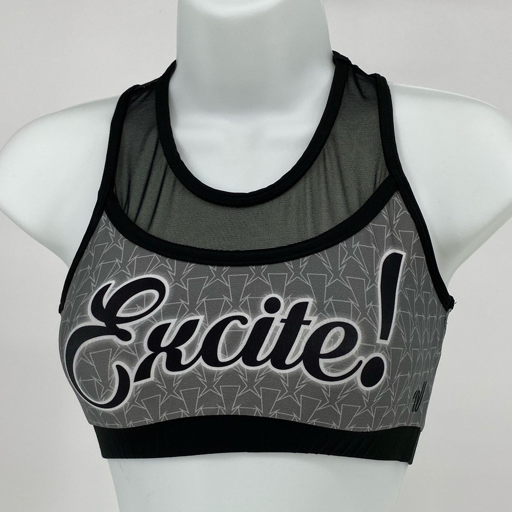 Varsity Cheer Sports Bra Black Mesh Youth Large